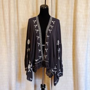 Free People Boho Embroidered Lace Kimono